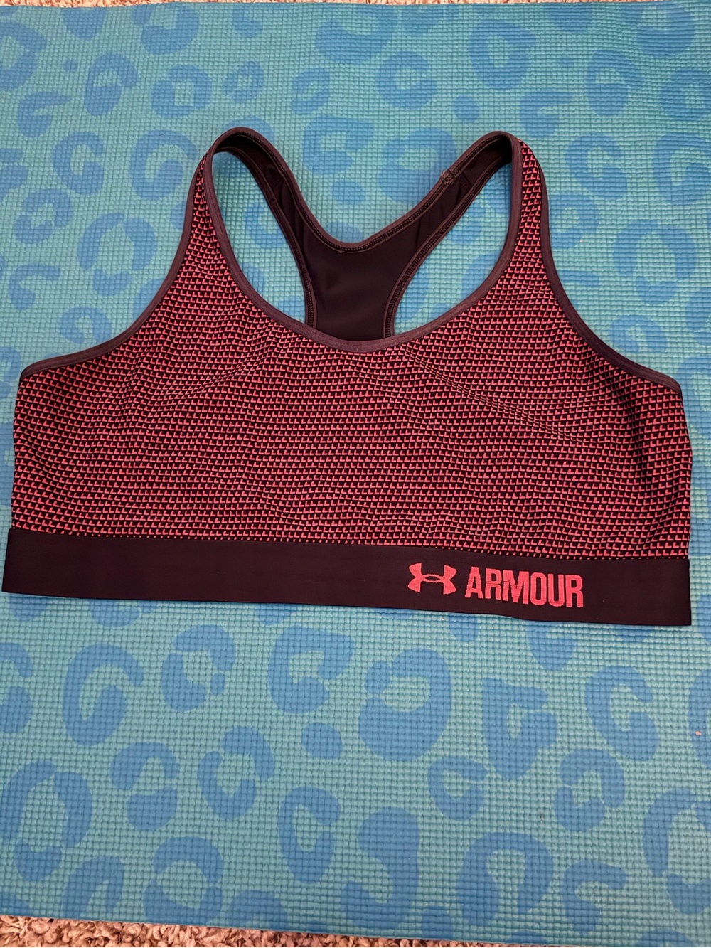 Under Armour Pink and Black Racerback Support Sports Bra